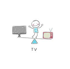 Image showing TV and man