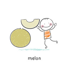 Image showing melon and man