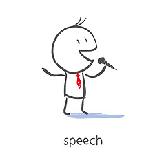 Image showing Businessman Talking On Microphone