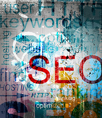 Image showing SEO.   Word Grunge collage on background