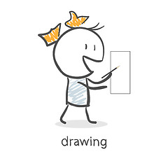 Image showing Girl Draws