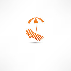 Image showing Sunbed and umbrella Icon