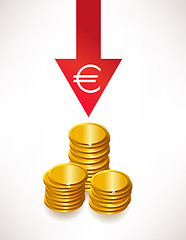 Image showing The concept of depreciation of money. Euro