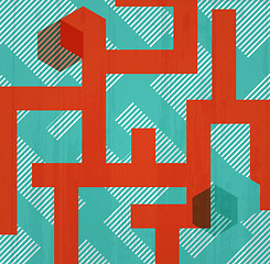 Image showing Abstract retro background in form of labyrinth. Book cover