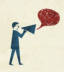 Image showing Cartoon man and megaphone