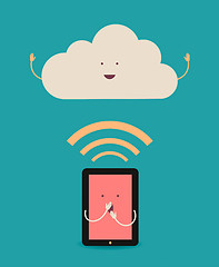 Image showing Cloud computing. The concept of reception and transmission of in