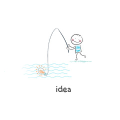Image showing A man catches his idea.
