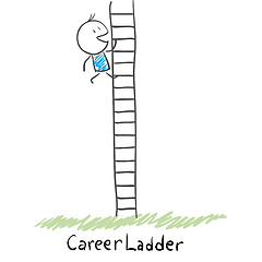 Image showing Man climbing the career ladder. Illustration.