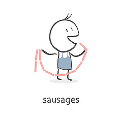 Image showing Man eating a sausage