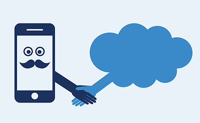 Image showing Cloud computing concept. Mobile phone makes contact with a cloud