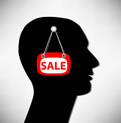 Image showing Conceptual Illustration of a man. Brains for sale.