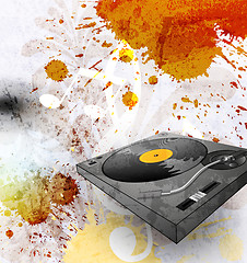 Image showing abstract grunge background, Illustration of a turntable