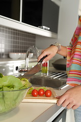 Image showing Woman preparing food