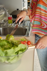 Image showing Woman preparing food