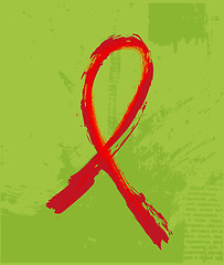 Image showing Red Support Ribbon on the grunge background
