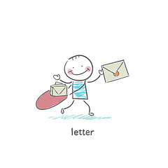 Image showing A man and a letter. Illustration.