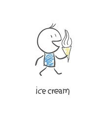 Image showing Man eating ice cream