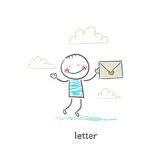 Image showing A man and a letter. Illustration.