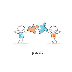 Image showing Man and  puzzle. Illustration.