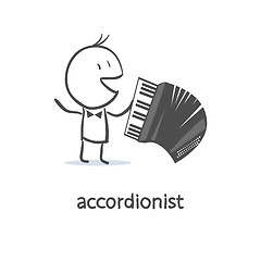 Image showing Cartoon man accordionist