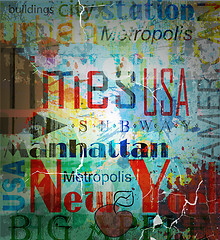 Image showing New York. Word Grunge collage on background.