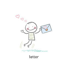 Image showing A man and a letter. Illustration.