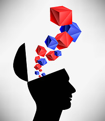 Image showing Conceptual Illustration of a open minded man. Departing from the