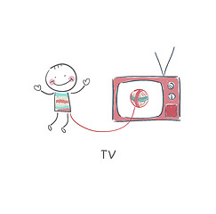 Image showing Man and TV