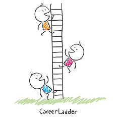 Image showing Business people climbing up the corporate ladder. Conceptual  il