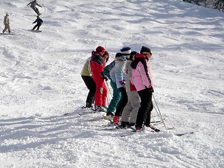 Image showing Skiers on landscape