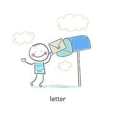 Image showing A man and a letter. Illustration.