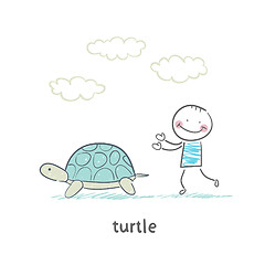 Image showing Tortoise and the people