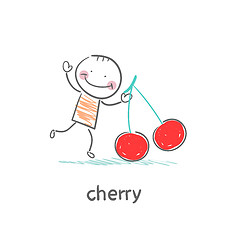 Image showing Man and cherry