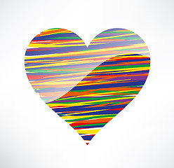 Image showing Heart  icon. Illustrated with colored stripes. The concept of lo