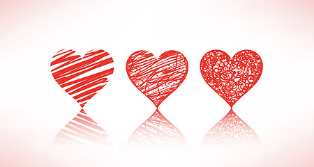 Image showing set of scribble hearts