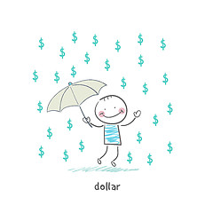 Image showing Rain of dollars. Illustration.