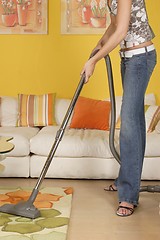 Image showing Woman cleaning floor