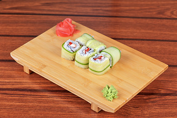 Image showing cucumber sushi rolls