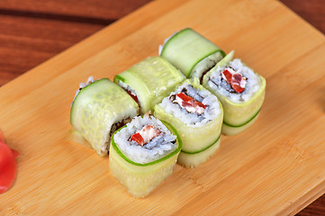 Image showing cucumber sushi rolls