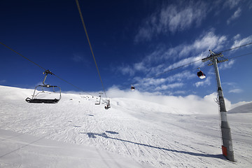 Image showing Gondola and chair lift at nice sunny day