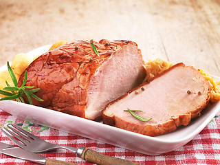 Image showing Pork loin on white plate