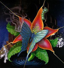 Image showing surreal butterfly and flower