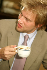 Image showing Businessman drinking coffee