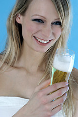 Image showing Woman with beer