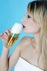 Image showing Woman with beer