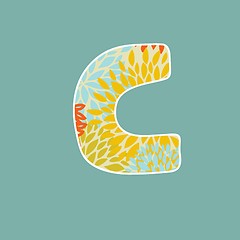 Image showing Grunge Vector Letter. Green Eco Style. Font Symbol C.