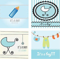 Image showing Set baby boy announcement card.