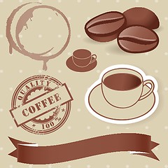 Image showing warm cup of coffee on brown background