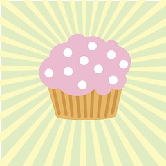 Image showing Cute vector background with small cupcake