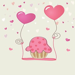 Image showing Birthday cupcake. Vector card.